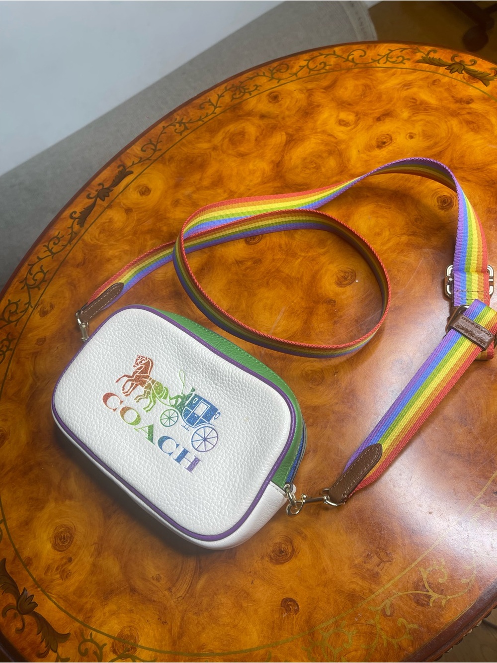 Coach Colorblock Crossbody with Blue Zipper and Rainbow Logo - Picture 3 of 10